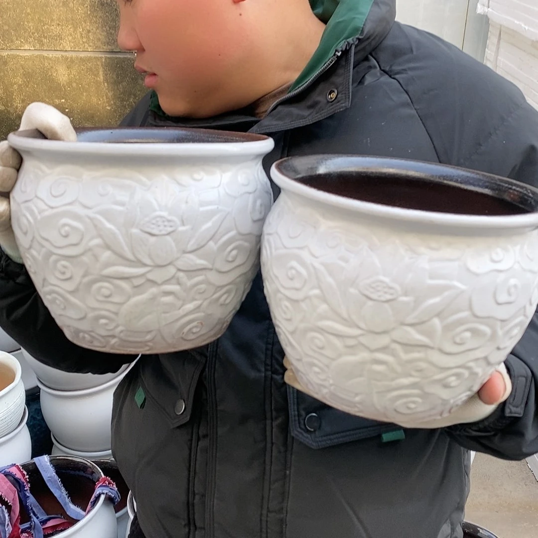 紫砂花盆瑕疵口20高16