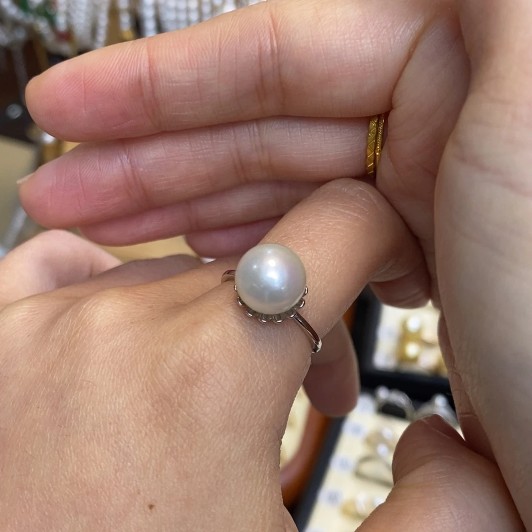 银S925镶嵌淡水珍珠戒指特价