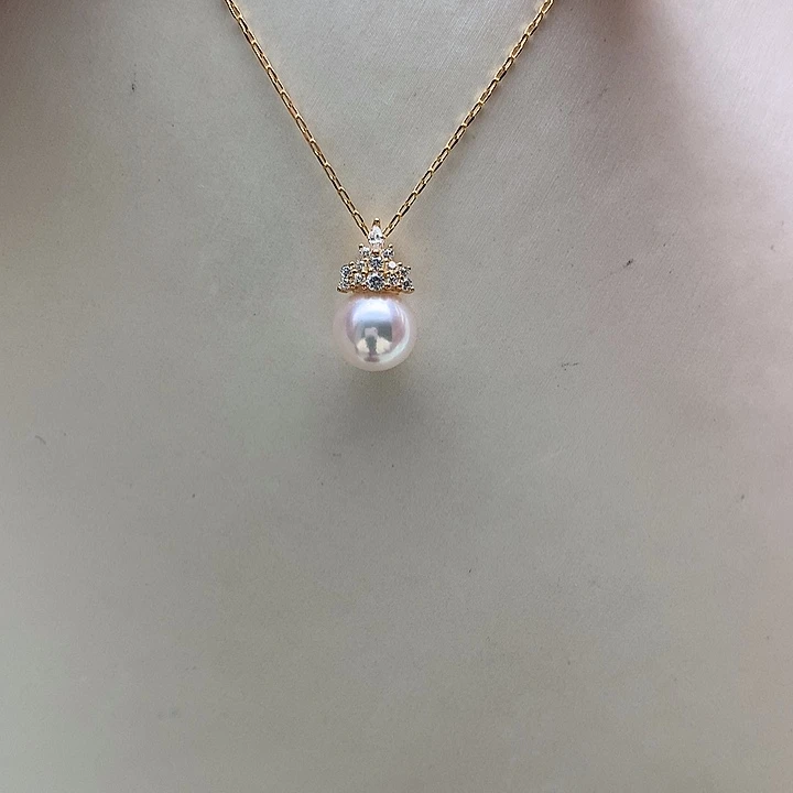 吊坠(赠链)银S925镶嵌海水珍珠8-8.5mm ak