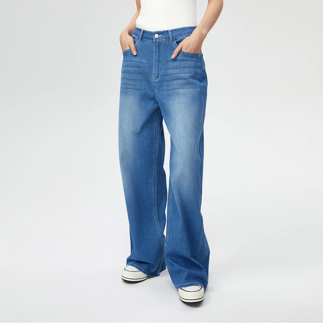 风雨裤秋冬简约直筒潮流百搭牛仔裤王璇原创设计