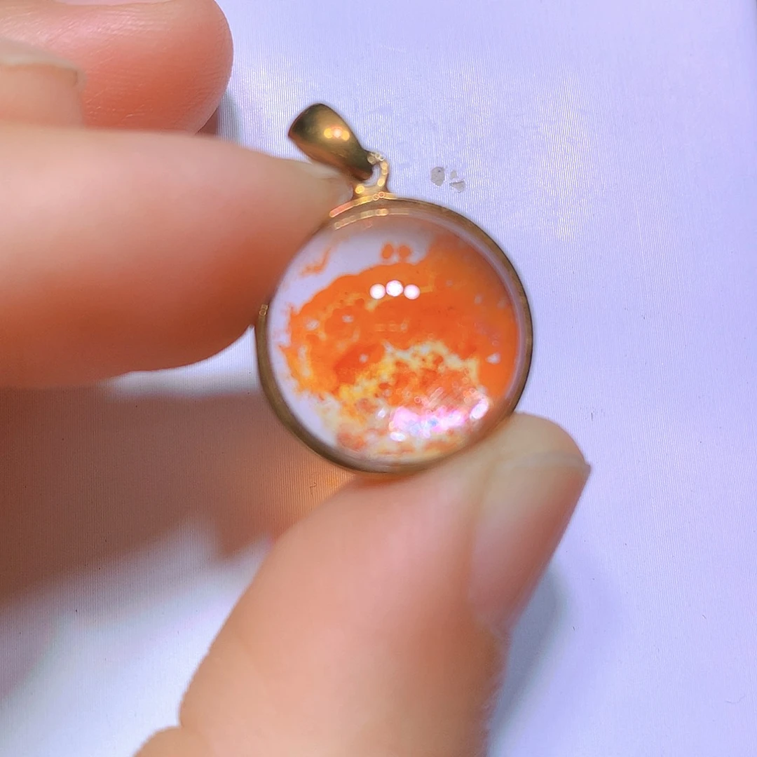 水晶吊坠银S925镀金镶嵌天然水晶