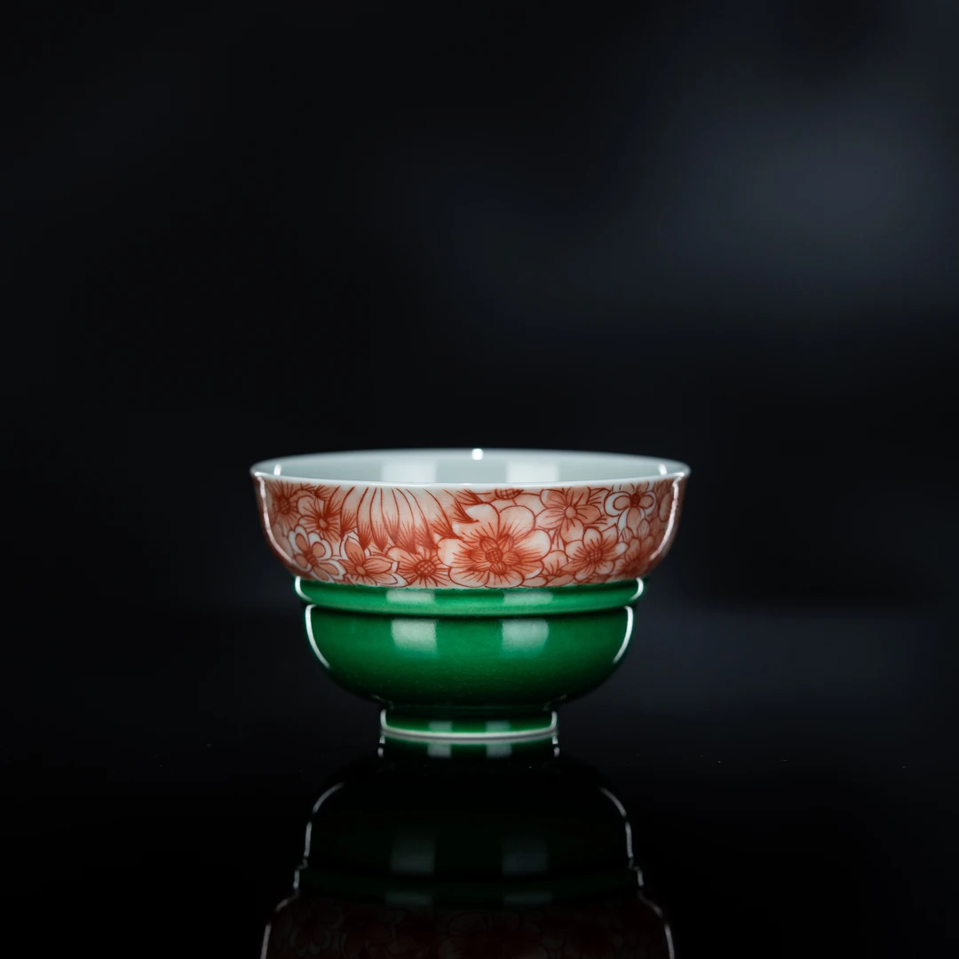 【瓷唐里】釉下红彩万花葫芦杯 62cc 瓷器家用茶具