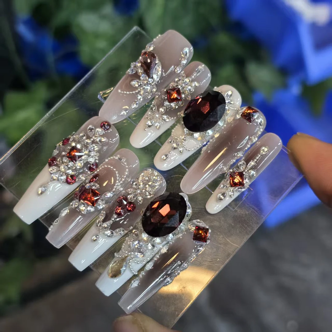 秋日漫步丶(定制+小钢珠+无缝隙)珠宝级丶手工穿戴甲默认微瑕