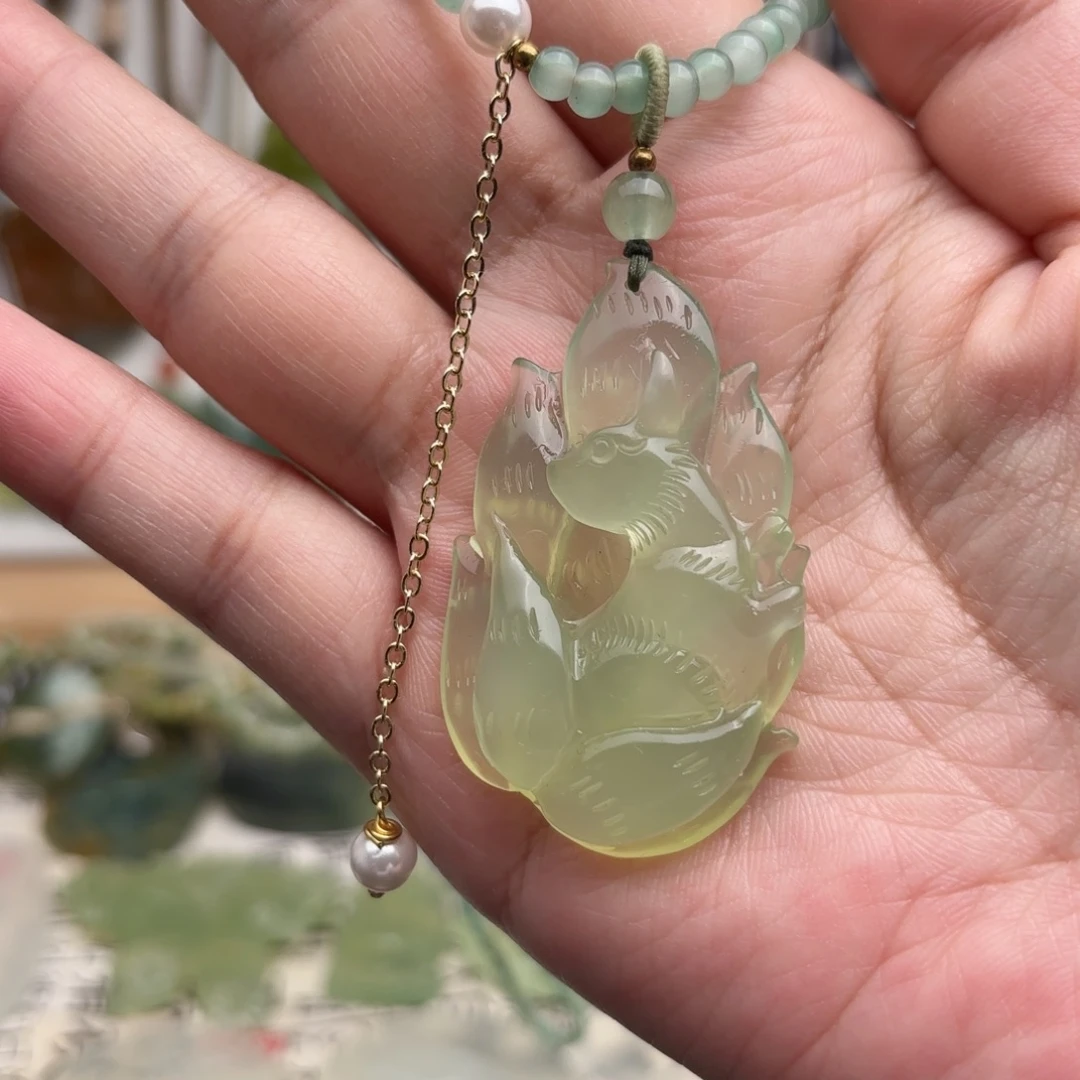 蛇纹石玉合金颈饰