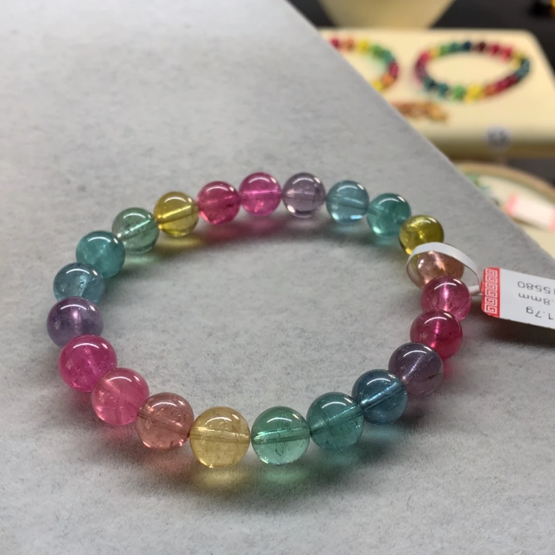 【闪购商品】未镶嵌手链碧玺荧光色标单圈8.8