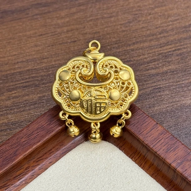 水贝黄金足金999大版福字平安锁DP0264