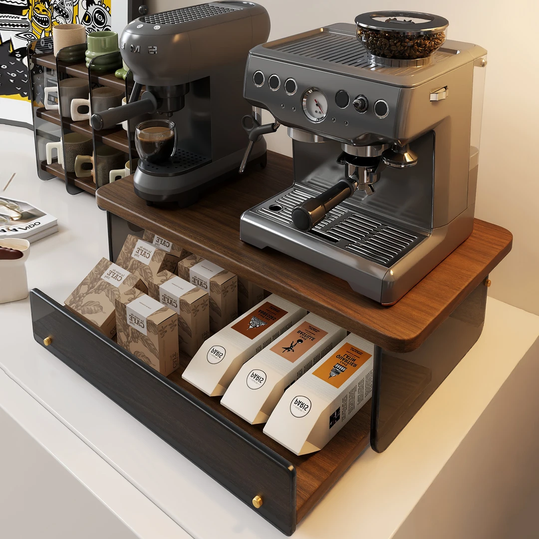 咖啡机置物架家用桌面摆件杯子水杯收纳架茶杯茶具茶包整理摆放台