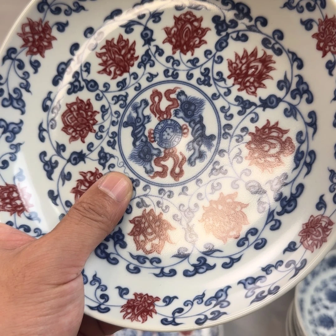 杯釉里红缠枝莲大壶承