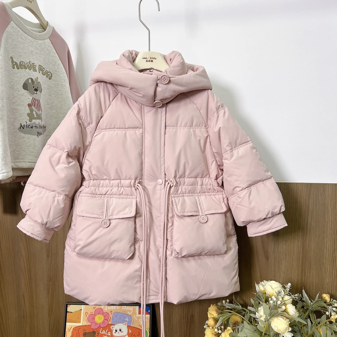 【羽绒服】9319（粉色）外套 女童可爱百搭 大口袋连帽 羽绒服