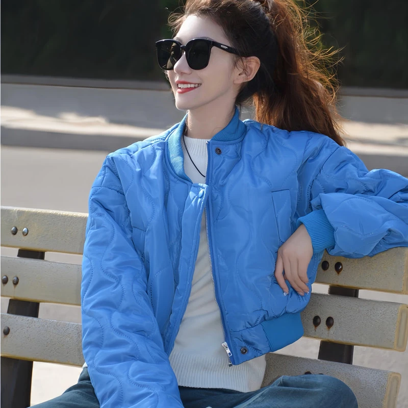 美拉德ins港风短款棒球服外套女秋冬季设计法式小众羽绒棉服夹克