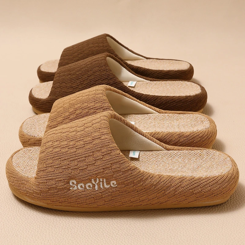 居家亚麻拖鞋编织室内静音高品质棉麻拖2025新款吸汗透气防滑拖鞋