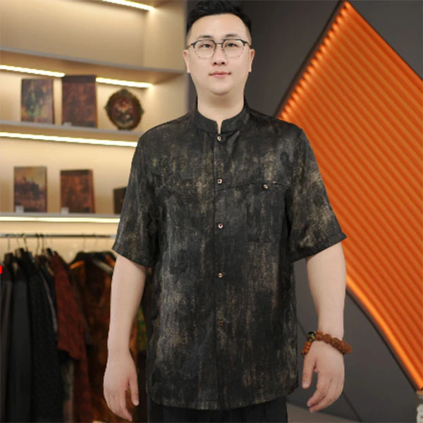 2025新双面穿花萝香云纱植物染色桑蚕丝男士奢品级新中式国风男装