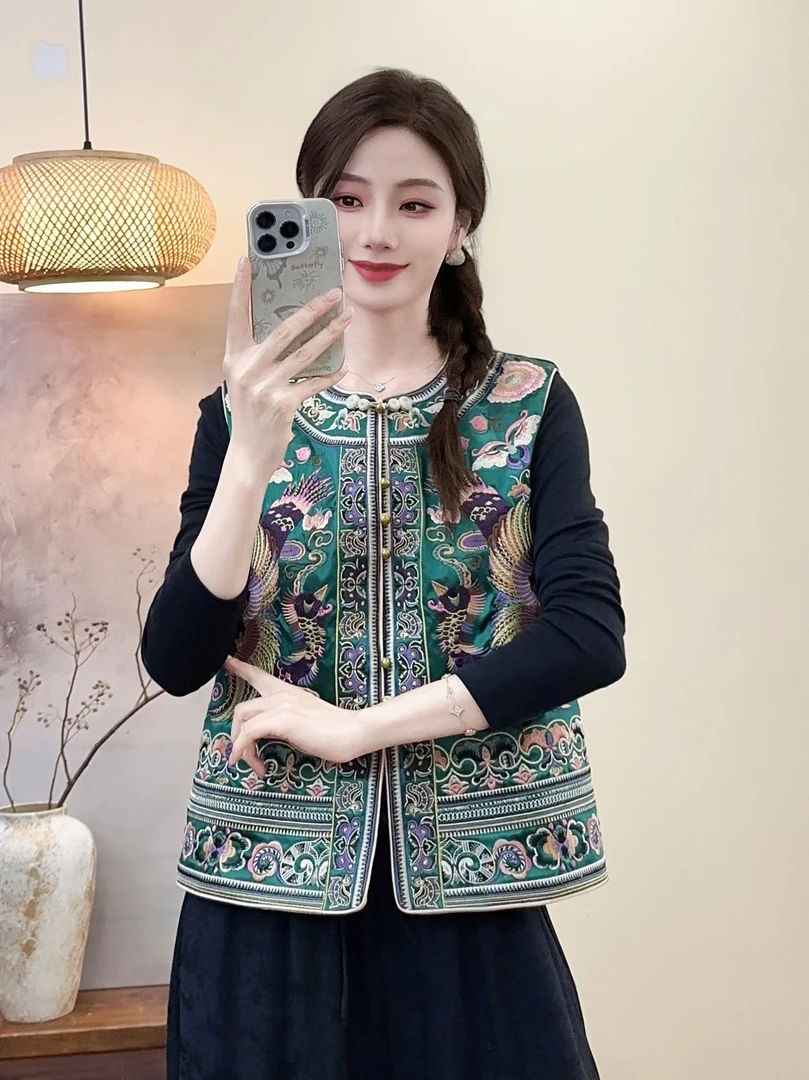 8177新款  国风绣花马甲时尚百搭女士中式中国风