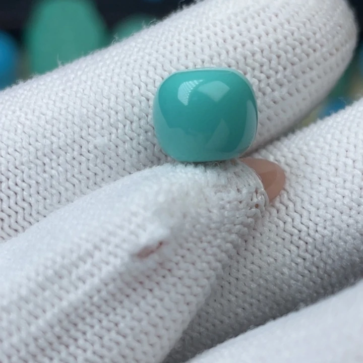 高瓷蓝绿10mm老型一对