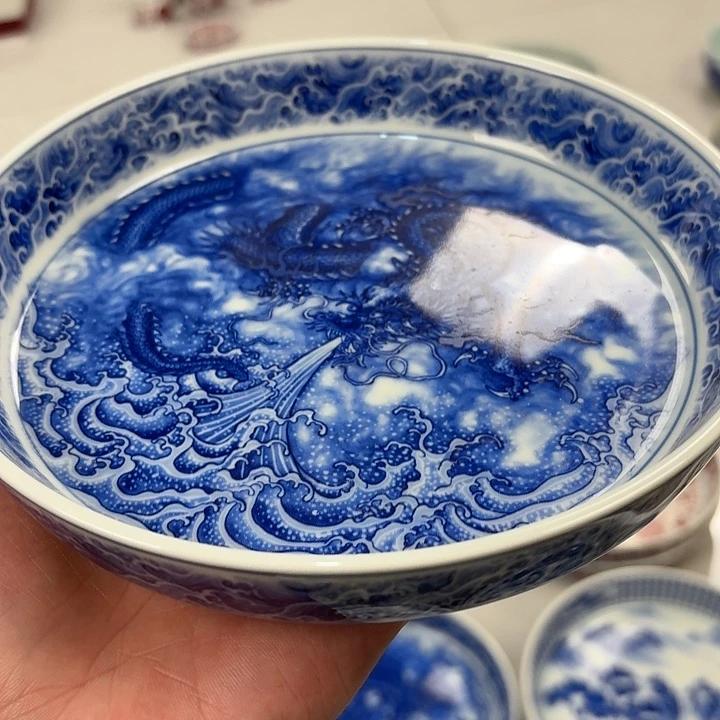 瓷片墨龙吸水大胡乘景德镇