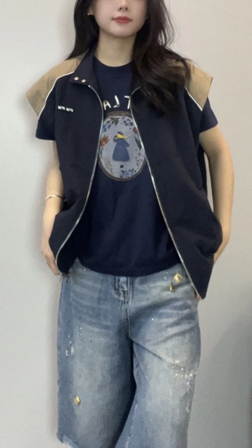 LABER THREE趣味油画印花叠加珠绣T