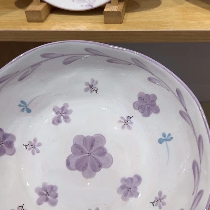 陶瓷紫色小花大汤碗