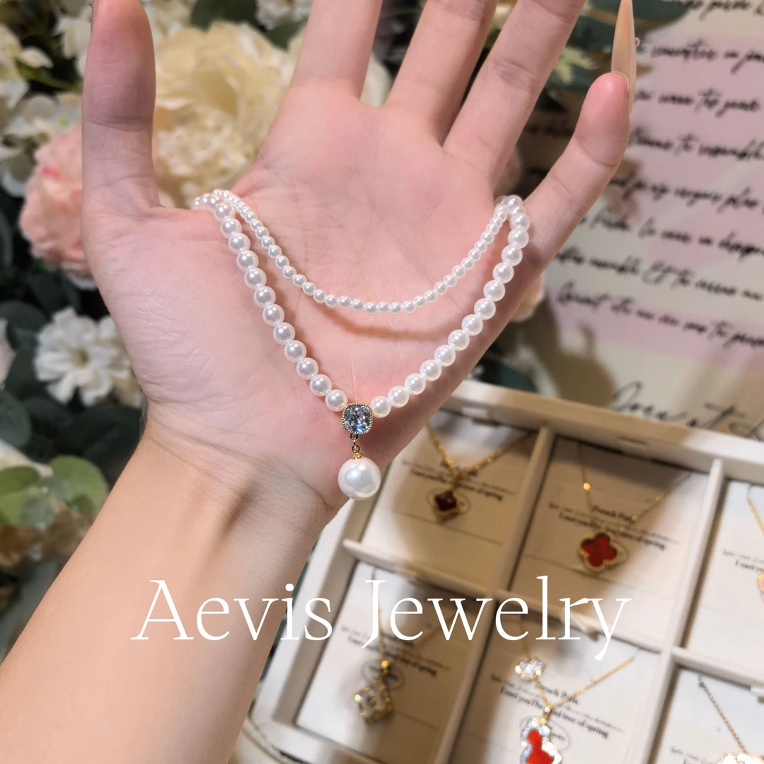 非金属仿珍珠项链 Aevis Jewelry强光天然淡水珍珠碎银子轻奢项链