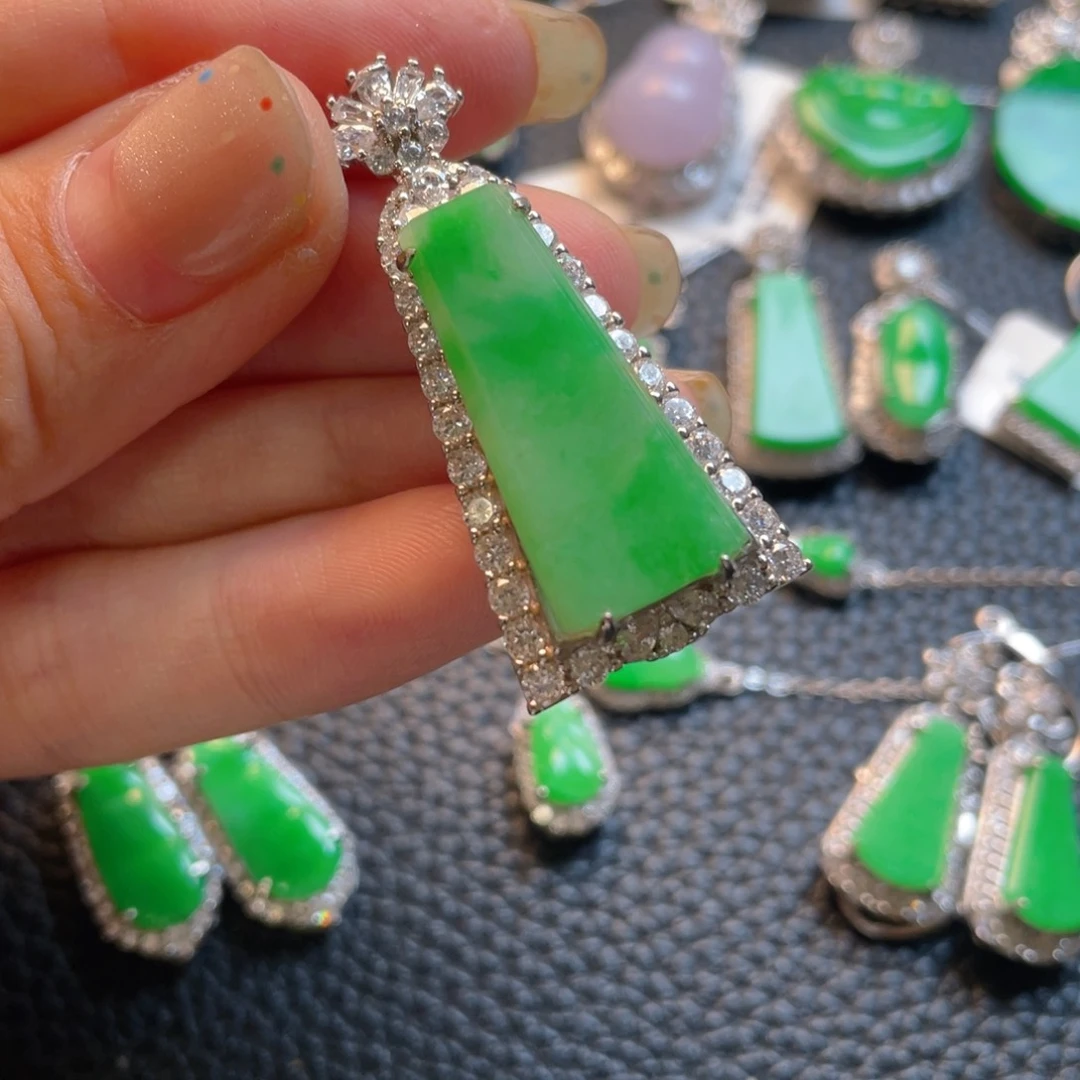 翡翠银S925镶嵌吊坠(不含链)