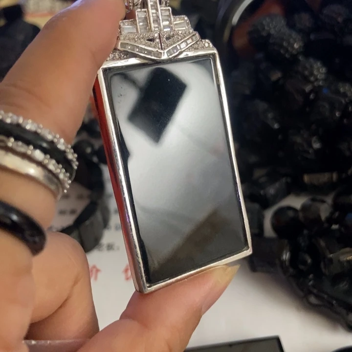 翡翠银S925镶嵌颈饰墨翠