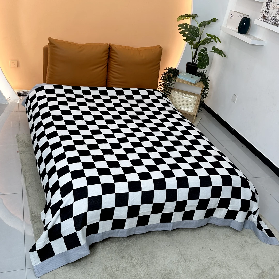 【棋盘格】230*250cm精梳棉纯棉高端专柜定制四季盖毯