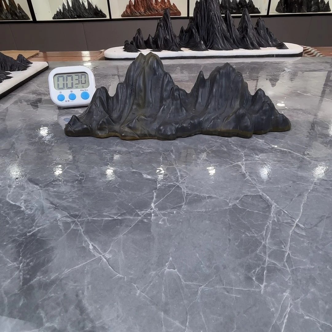 有***人砖雕灵璧石雕刻山峰摆件