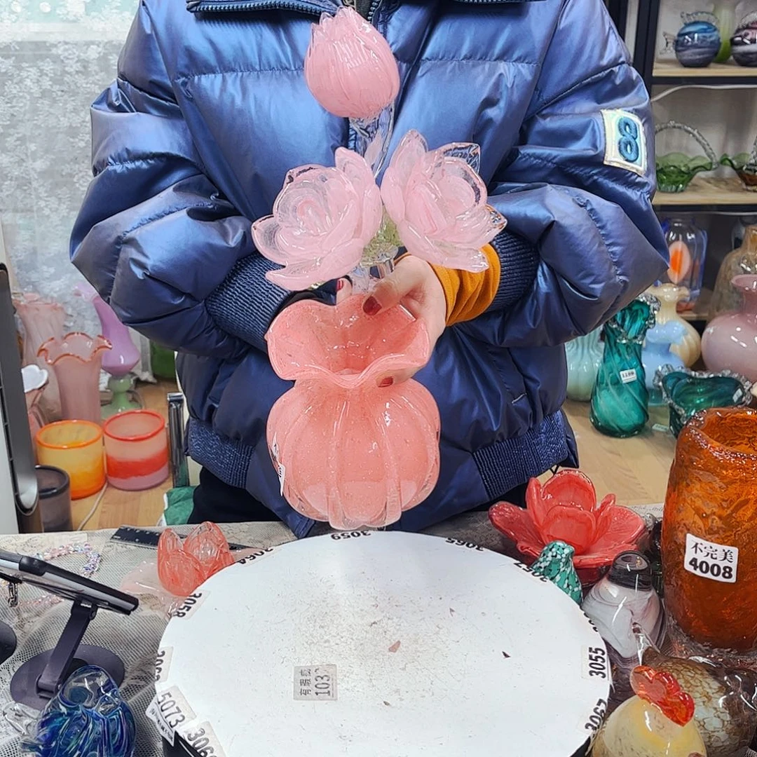 H***63花1夜光瓶家悦琉璃工艺品不完美