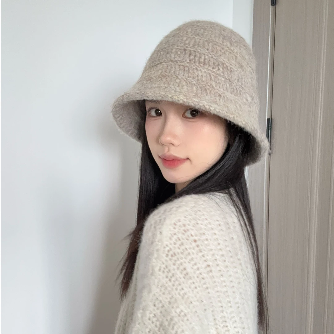 秋冬慵懒针织帽百搭后开叉渔夫帽女时尚显脸小盆帽盆帽加厚帽子