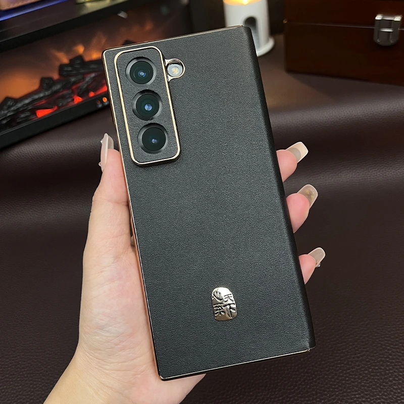 莎浩顺丰适用于三星W25手机壳真皮翻盖W26磁吸保护套W23全包Flod7