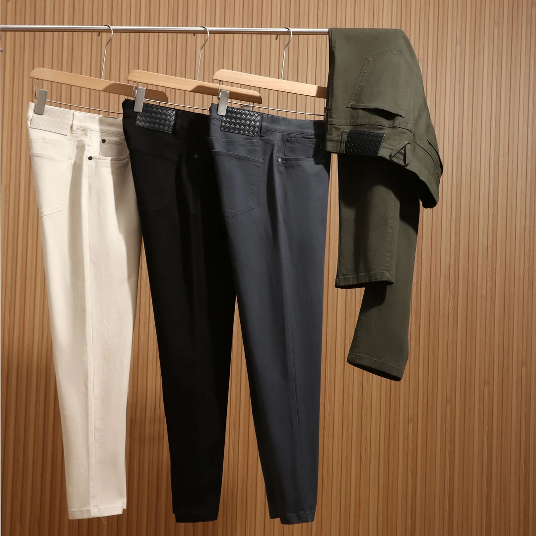 意式轻奢 天丝长绒棉立体裁剪春季男弹力水洗斜纹纱卡直筒休闲裤