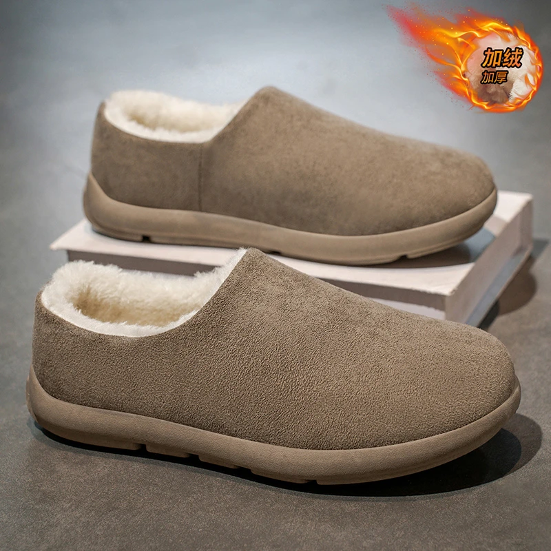棉拖鞋男冬季全包厚底防滑勃肯鞋懒人一脚蹬加绒加厚保暖面包棉鞋