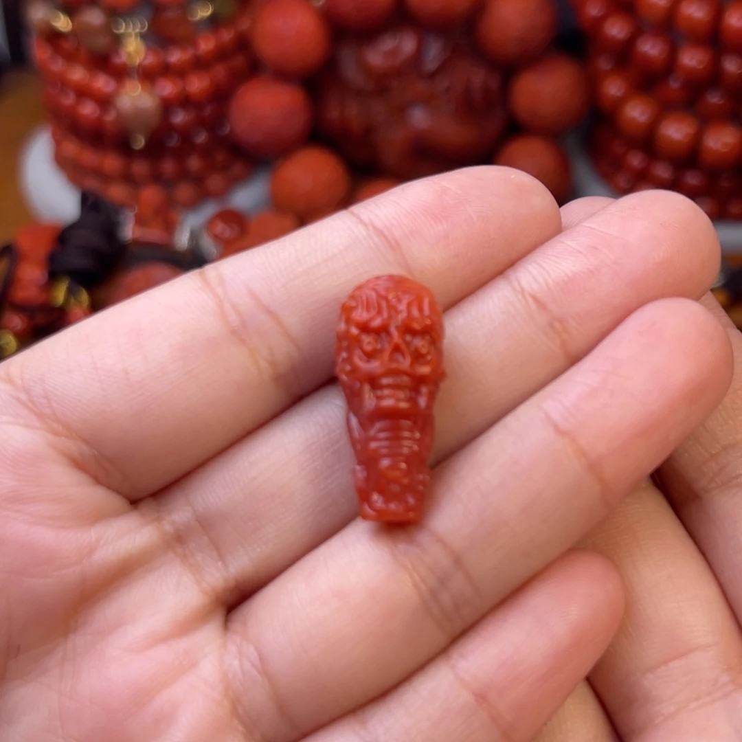 南红玛瑙天然川料瓦西刺骨三通未镶嵌༺****༻
