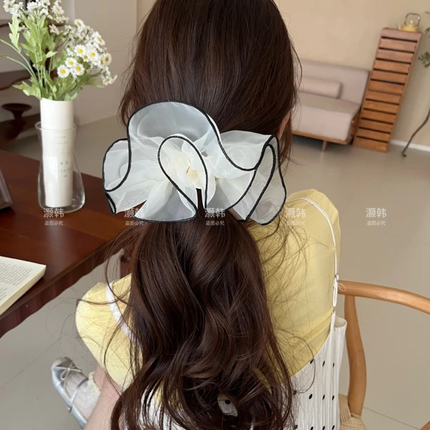 蓬蓬纱！超立体！新款褶皱半圆蓬蓬网纱甜妹氛围感发圈春夏发饰