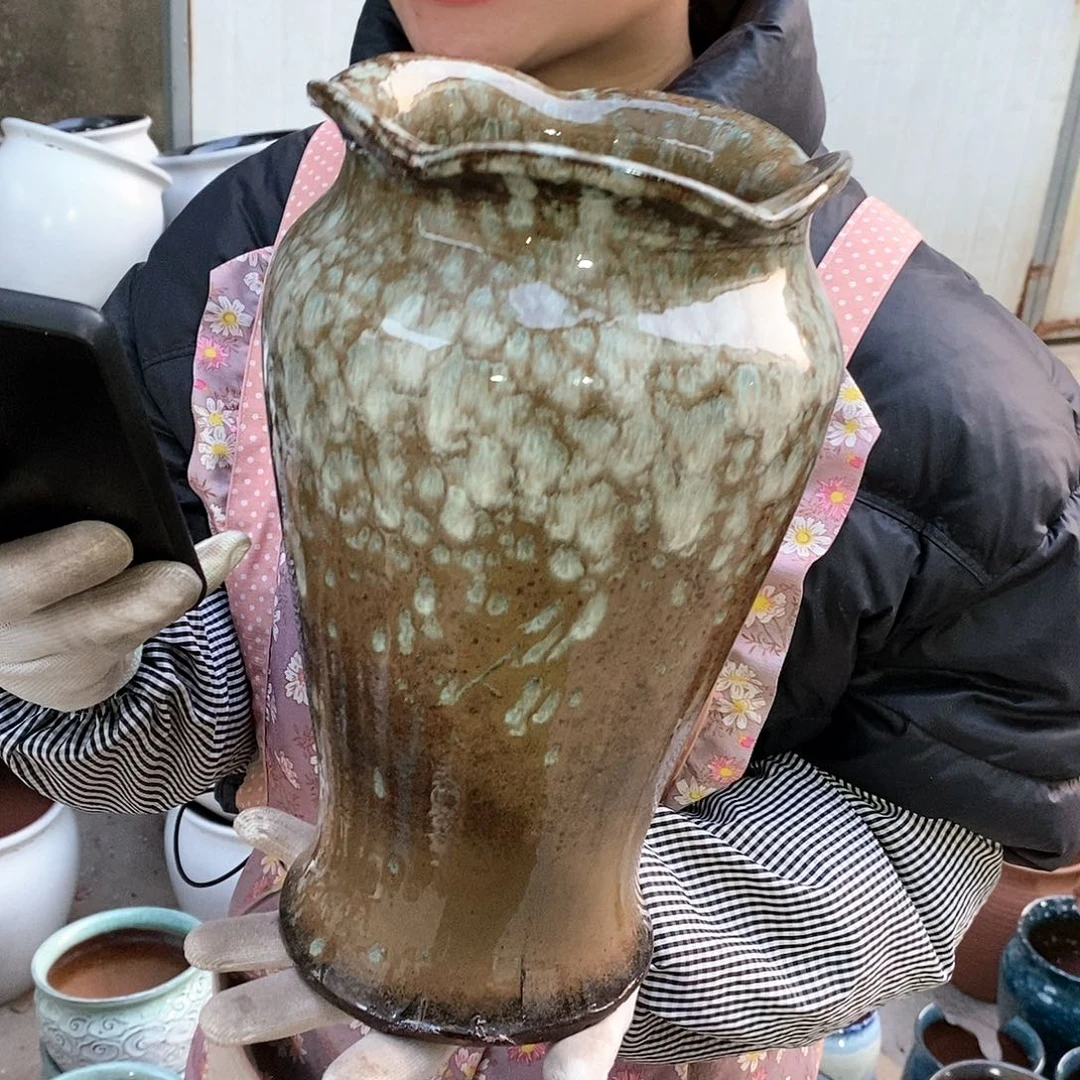 紫砂花盆瑕疵口17高30