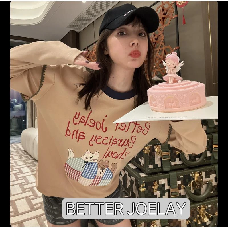 BETTER JOELAY-中版【野梅甜香】百搭长袖T恤休闲宽松简约ZZ3751