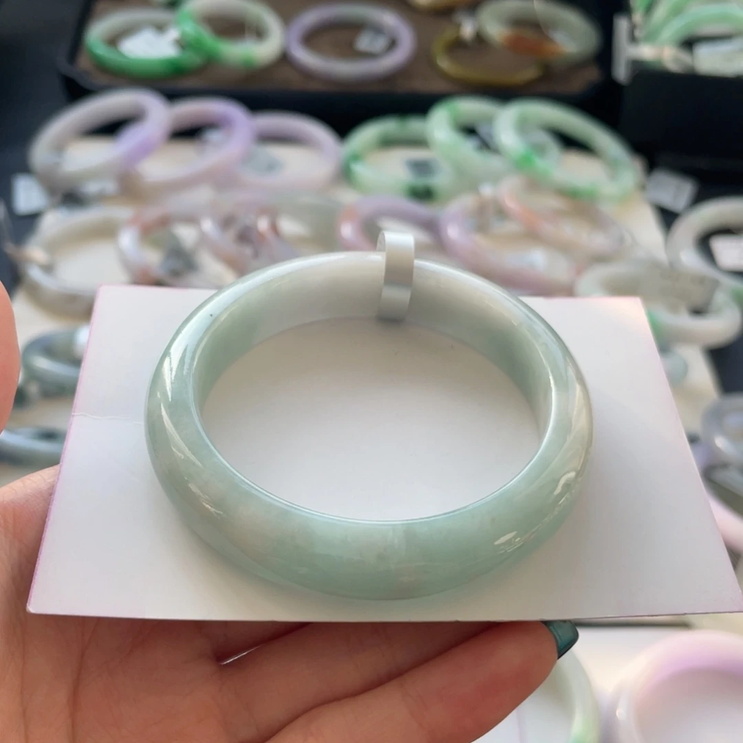 翡翠未镶嵌手镯10号55正圈纹