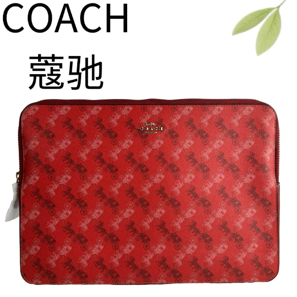 95新 COACH/蔻驰 红色马车标电脑包G25106553底长37X25
