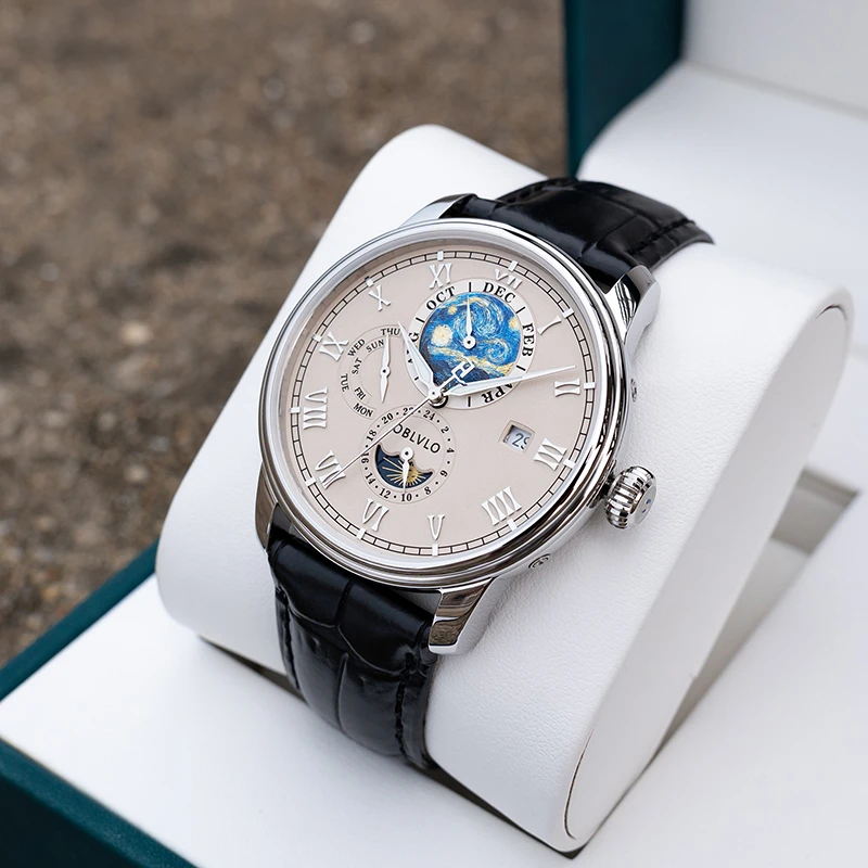 定制梵高机械男士手表自动机芯时尚星空商务简约