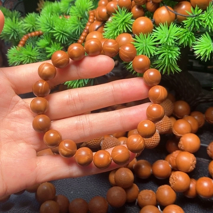 橄榄核手串1.1尺寸红料光珠
