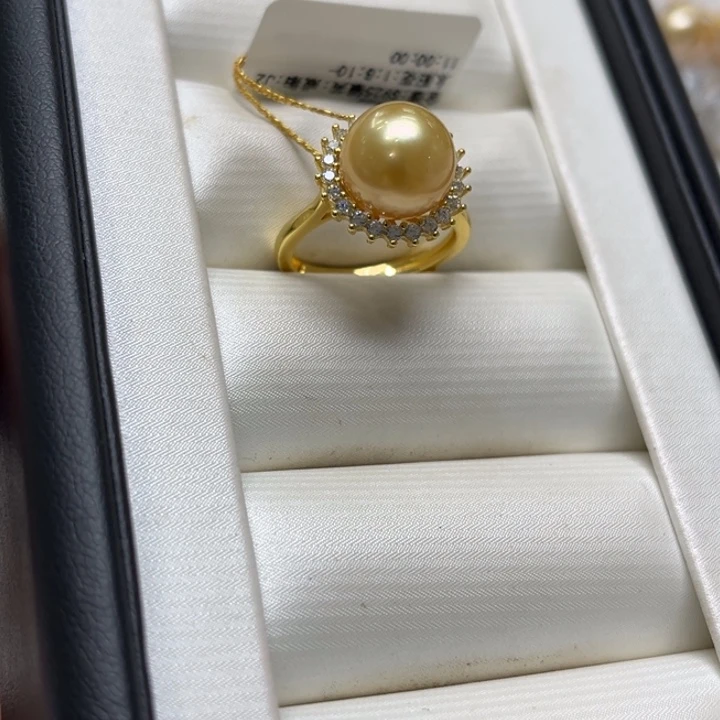 银S925镶嵌戒指海水珍珠10-11mm106号