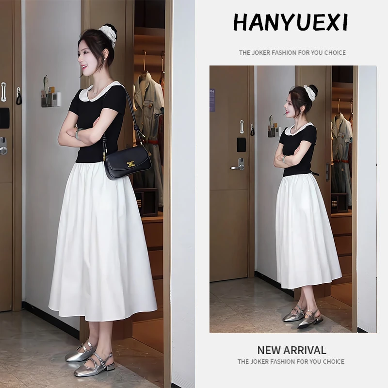 夏季一整套女装2025年新款韩版显瘦气质减龄短袖上衣半身裙两件套