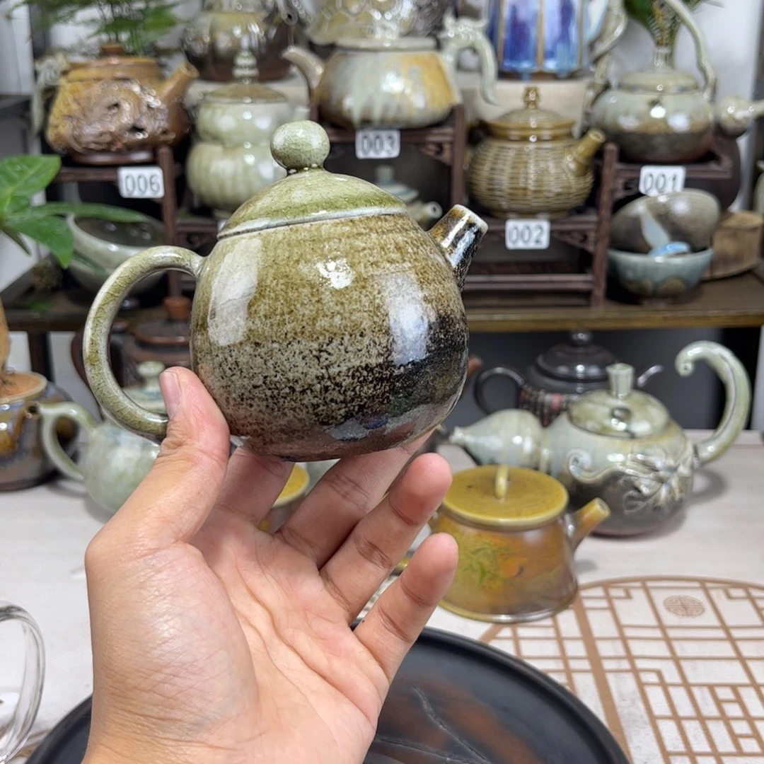 180cc白泥柴烧龙蛋壶，古法传承裸坯柴烧