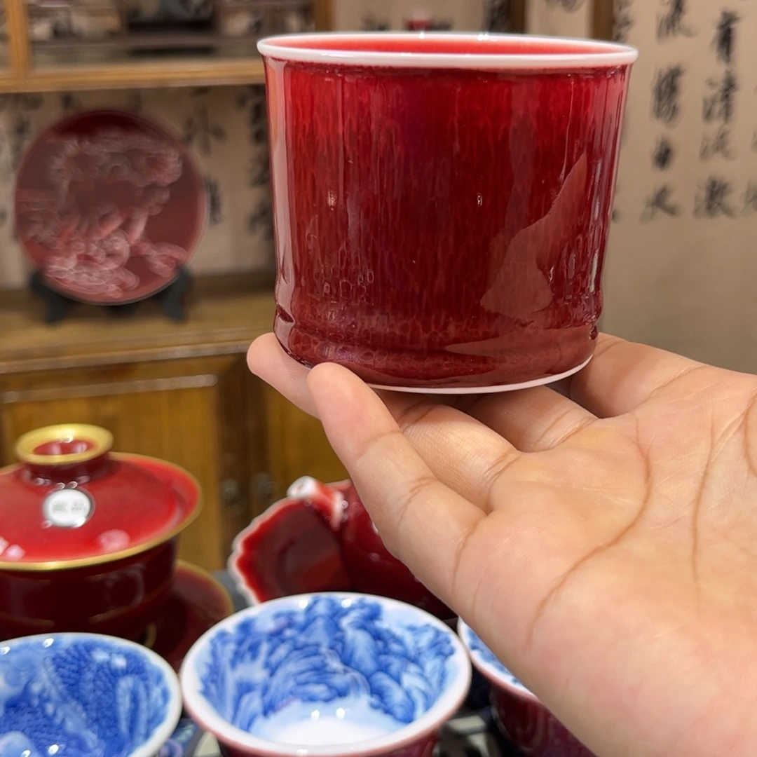 景德镇陶瓷浅行窑竹筒杯