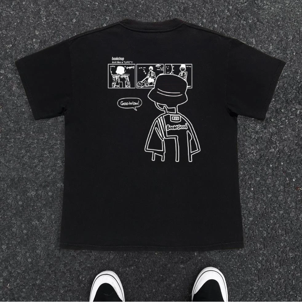 2025年夏季新款印花纯棉260g重磅短袖T恤男ins潮牌设计感小领口