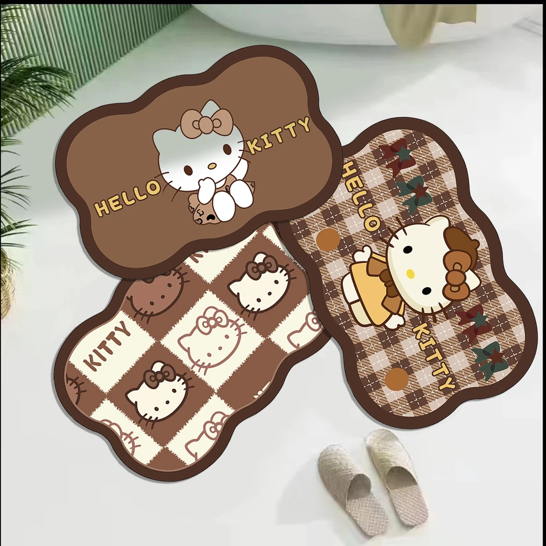 FS凯蒂猫 40*60cm三条装卡通家用硅藻泥吸水地垫 台面隔热沥水垫