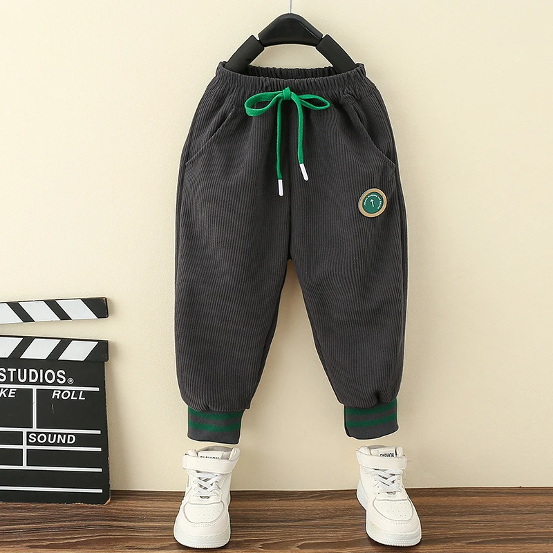 男童灯芯绒运动裤2025春秋新款中小童洋气帅气炸街休闲卫裤长裤子