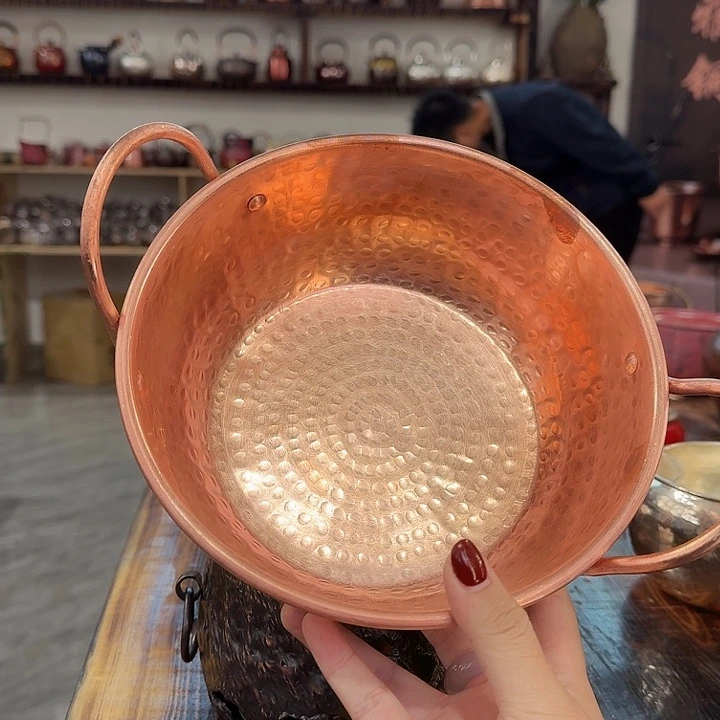 紫铜手工双耳锅20口径