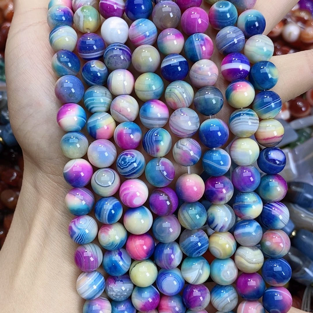 玛瑙/玉髓未镶嵌珠宝半成品卡十玛瑙圆珠随机一条装散珠