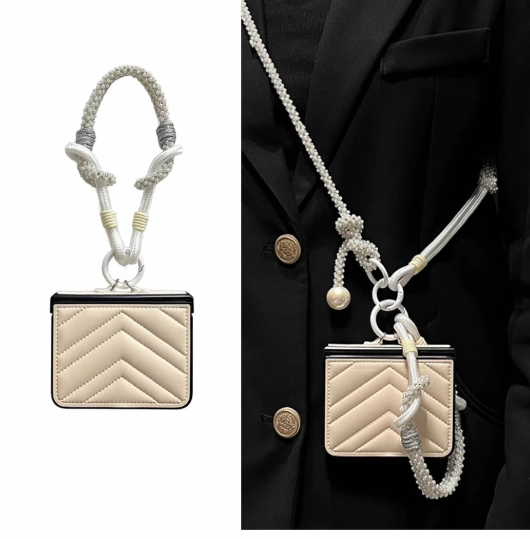 适用华为pura X手机壳带手绳珍珠调节斜挎pocket2折叠屏羽绒服