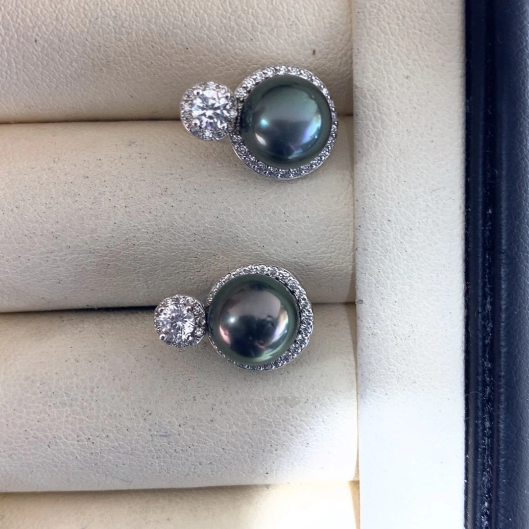 海水珍珠耳饰银S925镶嵌